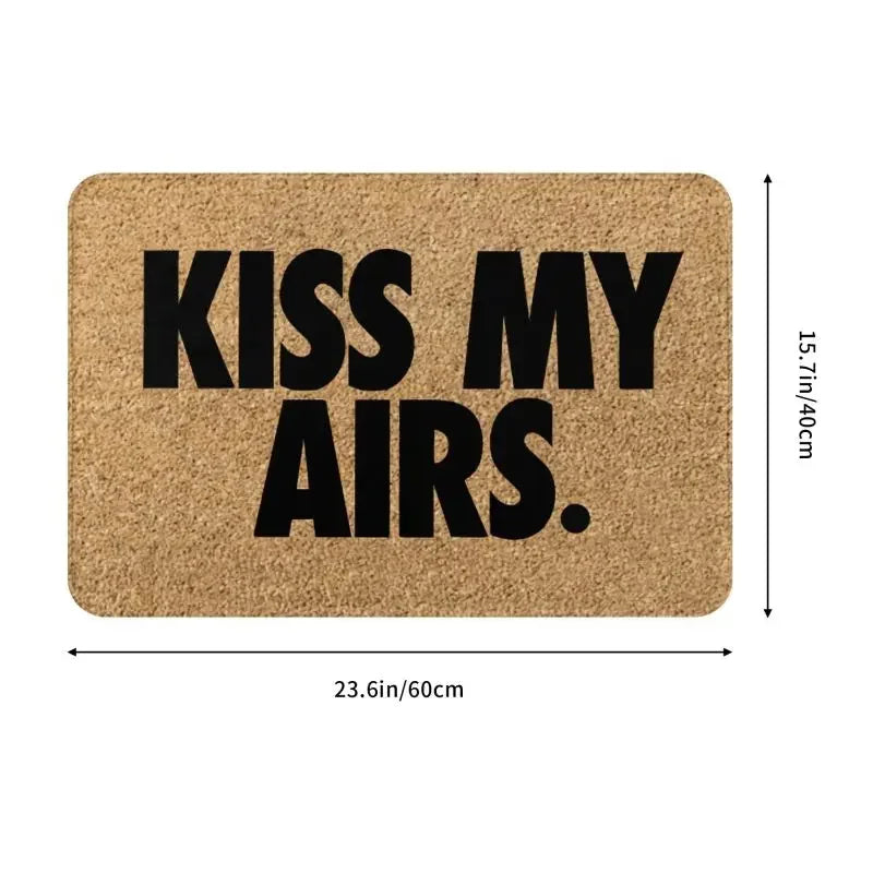 tapis d'entrée moderne kiss my airs marron noir bleu rose antidérapant pvc résistant corrosion