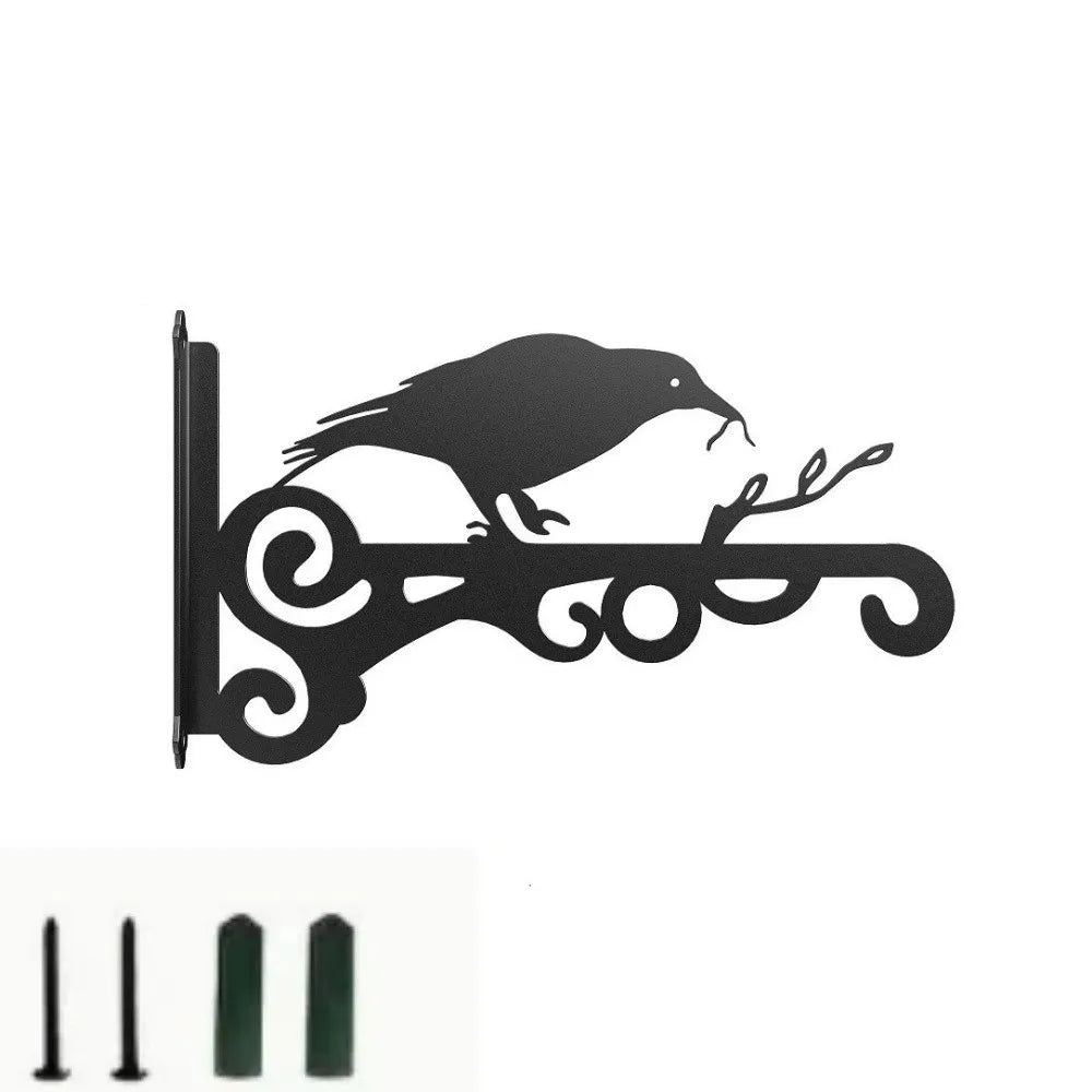 support mural noir oiseaux stylisés branches LOVE artisanal rustique crochet écrouintérieur robuste vintage métal