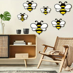 décoration murale abeille bois moderne rayures noir blanche jaune adhésif chambre enfant minimaliste