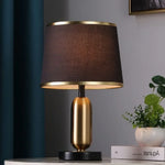 lampe table moderne or noir tissu beige base plate sans fixation led 21cm 41cm