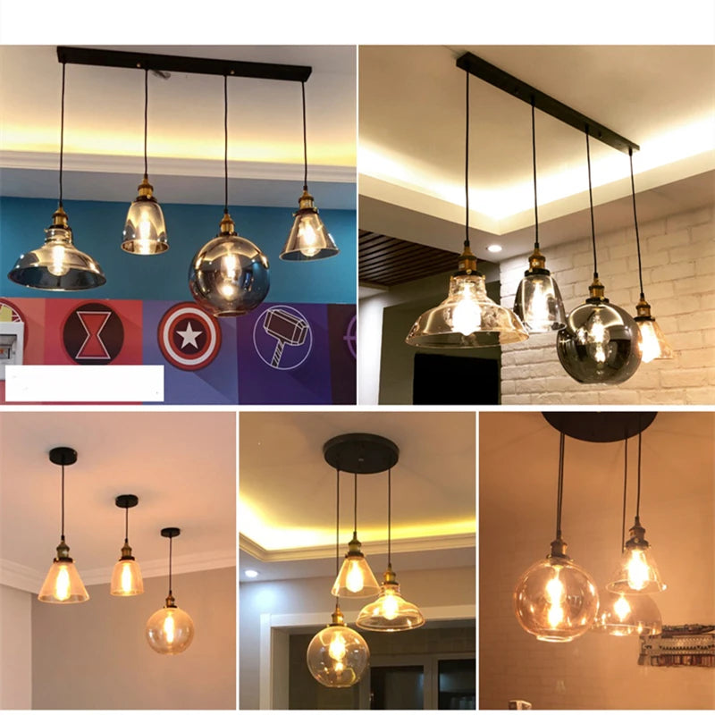 Lampe suspendue industrielle vintage en verre noir