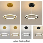 lampe suspendue moderne couleurs noir blanc doré anneau concentrique opacité(touches) led aluminium