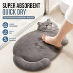 tapis bain gris imprimé chat doux contemporain antidérapant séchage rapide absorbant respectueux environnement 40x60cm
