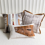 housses coussins marron beige abstrait texture veloutée contemporains décoratifs adhésifs