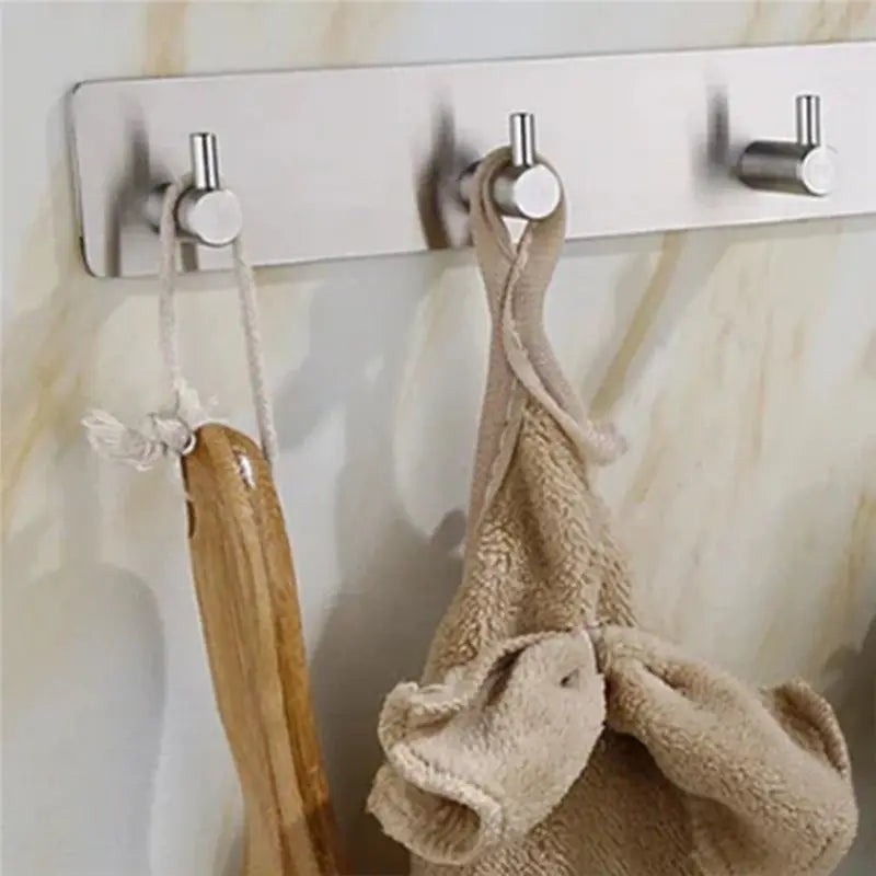 porte manteau adhésif argenté trois crochets mur anti rouille moderne minimalisteHooksSelfAdhesiveStainlessSteelRustproofWallDoorClothesHanger