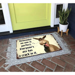 tapis d'entrée antidérapant âne souriant humour moderne beige clair marron clairintérieur extérieur