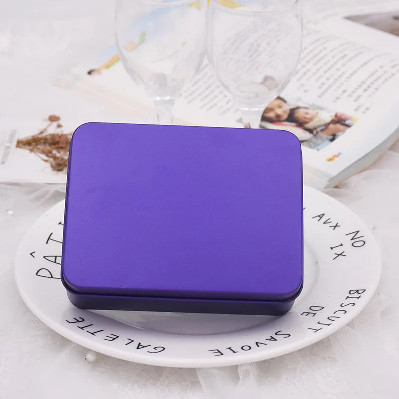 boîtes rangement métal boîte bijoux bleu clair blanc rose doré noir violet rouge minimaliste