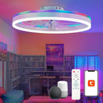 ventilateur intelligent led rvb vitesses ciel étoilé moderne télécommande app mobile