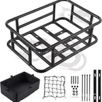 panier vélo noir robuste étanche filet transparent intérieur rembourré acier fixations porte bagage