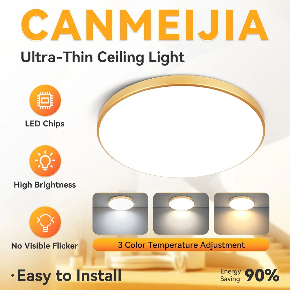 lampe led moderne blanc doré ajustement trichromatique économie énergie