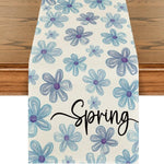 nappe fleurs stylisées printemps couleurs vives bleu rose jaune vert chambre restaurant