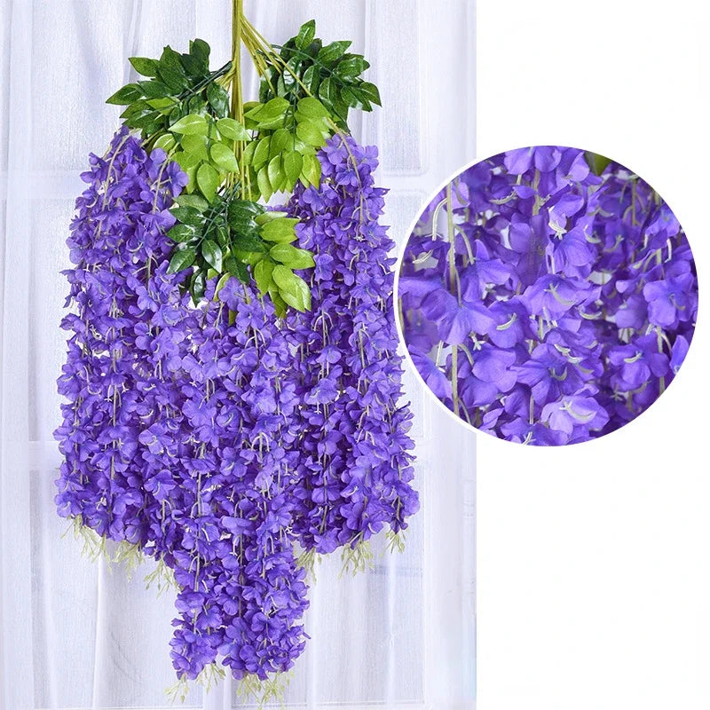 guirlande artificielle fleurs blanc vert feuilles vertes decoration mariage extérieur anniversaire baby shower