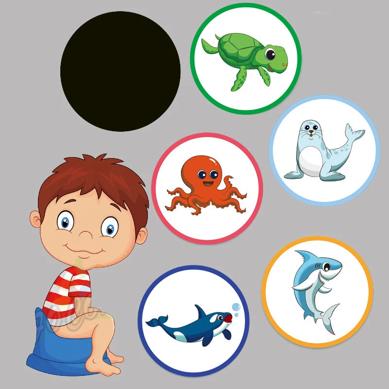 stickers adhésifs animaux cartoon marine vie marine enfants urinoirs éducatifs thermochromiques étanches
