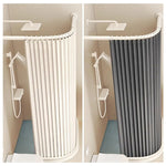 rideau douche pliable rétractable imperméable polyester tufté blanc gris moderne rayures verticales