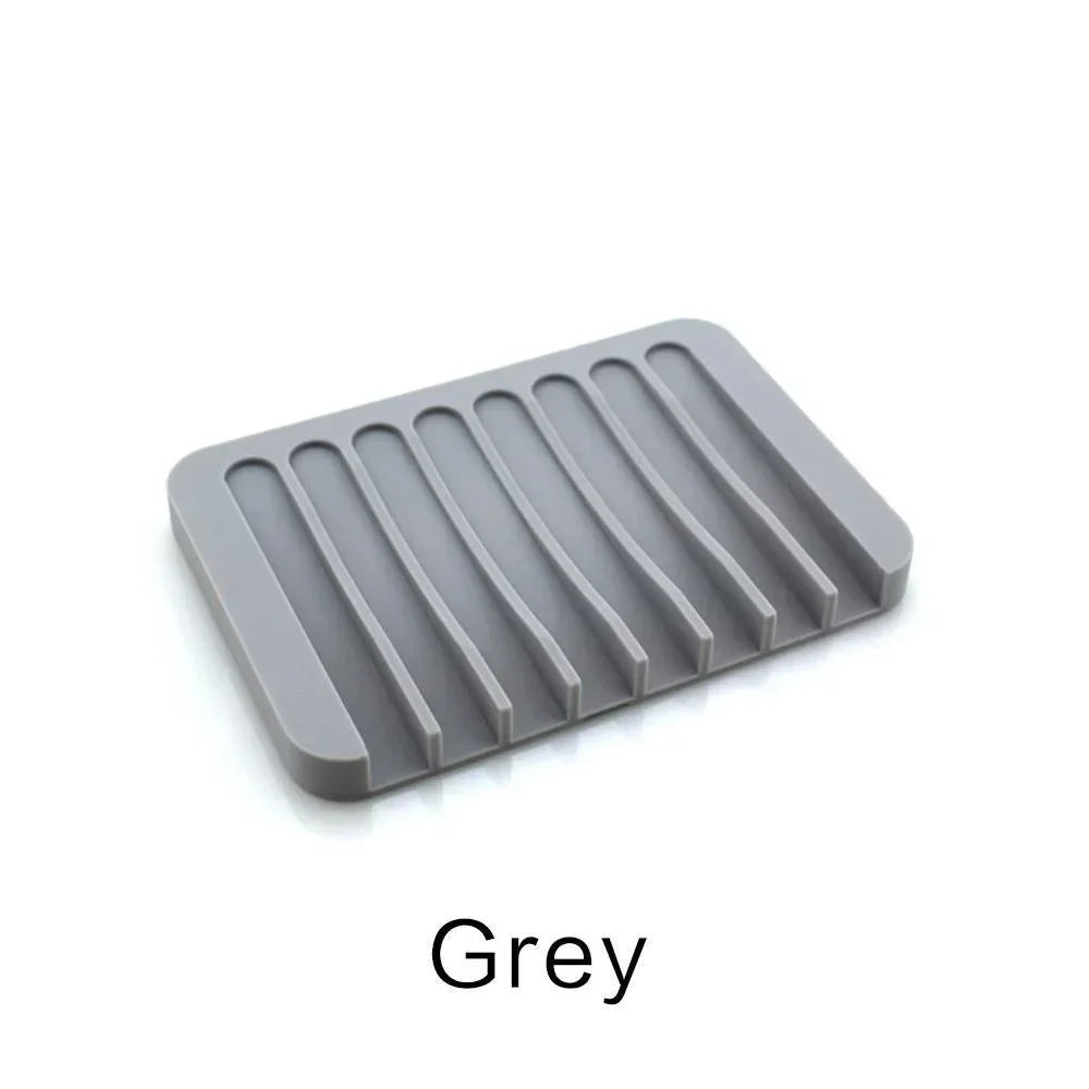 support savon silicone gris moderne égouttoir salle bains drainant auto égouttement horizontal ridé