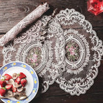 nappes dentelle brodée rose vintage shabby chic semi transparentes motifs floraux blanc beigeclair