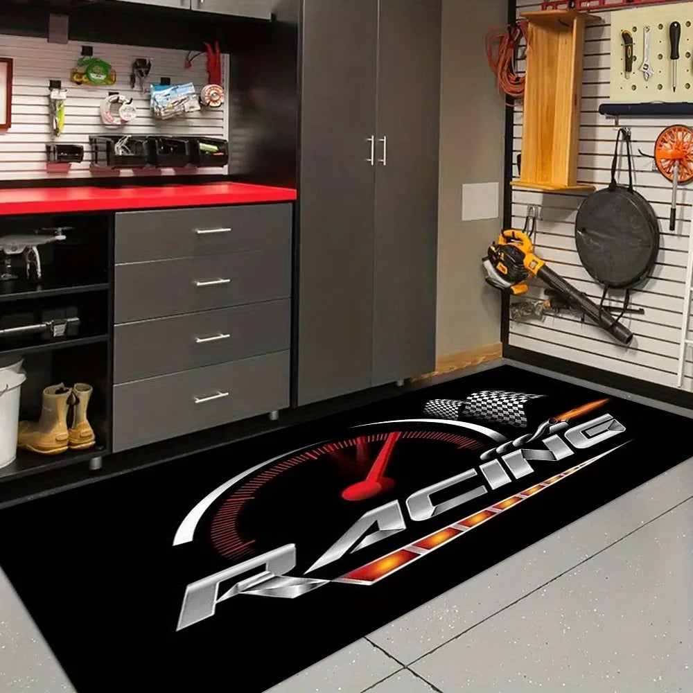 tapis sol antidérapant noir rouge racing team moderne sportif salle bain cuisine maison