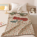 couverture coton animaux motifs douce bébé enfant jacquard absorbante multifacteurs rose gris blanc