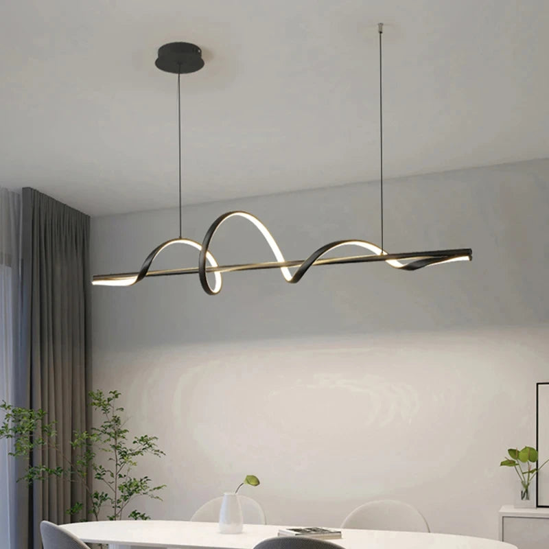 suspension lumineuse moderne or blanc noir ondulée contemporaine fixée luminaire salle manger