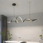 suspension lumineuse moderne or blanc noir ondulée contemporaine fixée luminaire salle manger