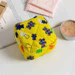 sacs cosmétiques toile jaune vert bleu blanc rose patchwork pois fleurs vintage zip