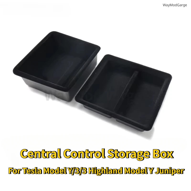 boîte rangement central tesla model noir texture flanelle pratique silicone moderne