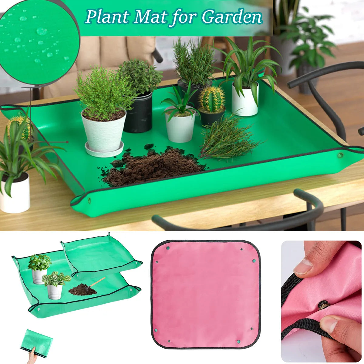 tapis jardin vert rose noir poppers outils modernes pots plants fleurs succulentes 30cm 50cm