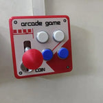 interrupteur mural rétro manette arcade rouge blanc bleu vintage fixations vis chambre salle jeu