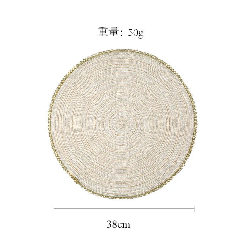 lot sets table ronds coton tressé vert gris beige motif spirale