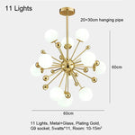 suspension lumineuse moderne or blanc 18 lumières structure radiale scandinave
