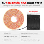 ruban led flexible 320 leds orange noir adhésif moderne chambre éclairage blanc naturel chaleureux
