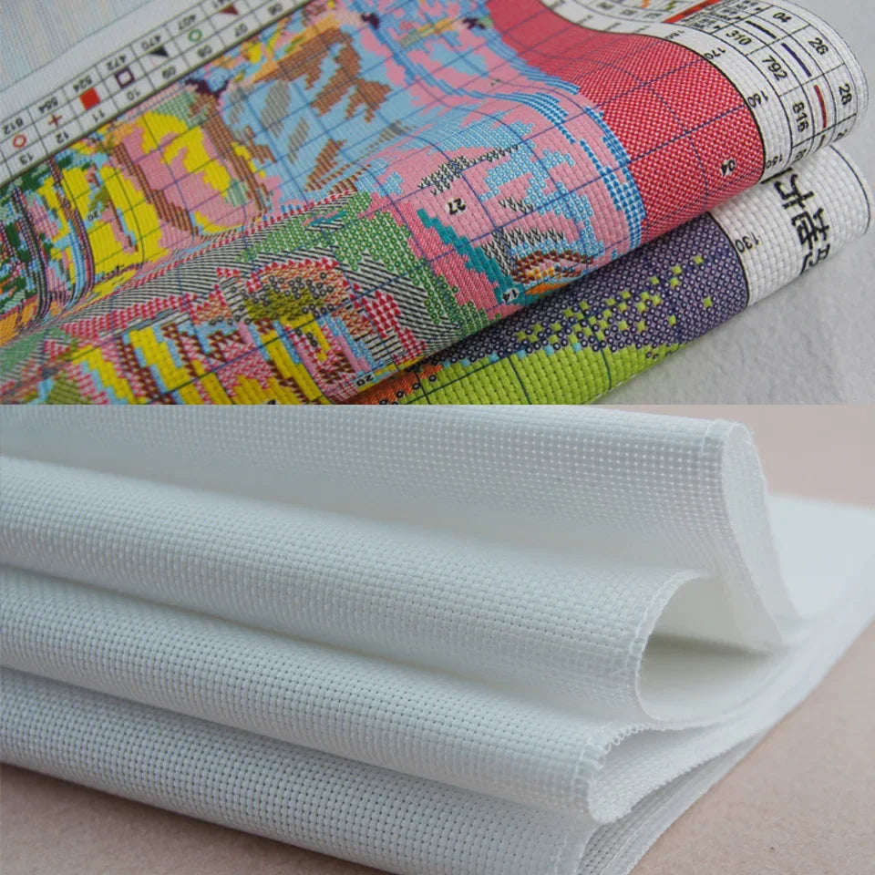 Kit broderie multicolore fleurs animaux toile coton aiguilles fils instructions moderne decoration