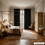 rideaux noir ornements floraux classique salon opaques polyester