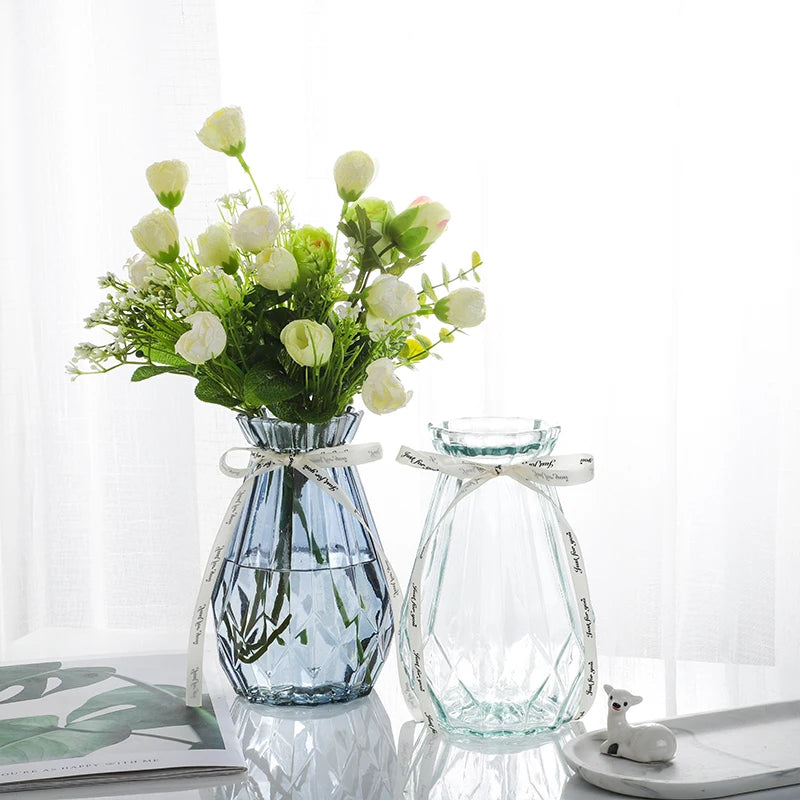vases verre transparent diamant rose bleu gris vert moderne