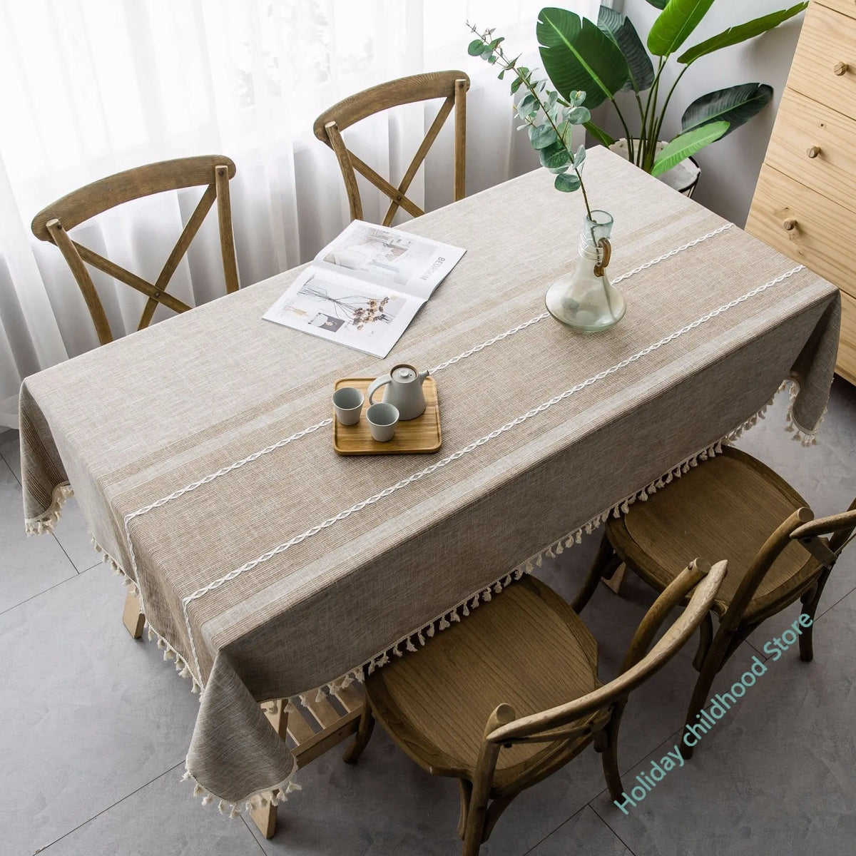 nappe lin beige rustique table manger mariage rectangle franges blancextérieurhôteltable thérusticetexturelinimitrepermeablenuageblancmarronclairgris