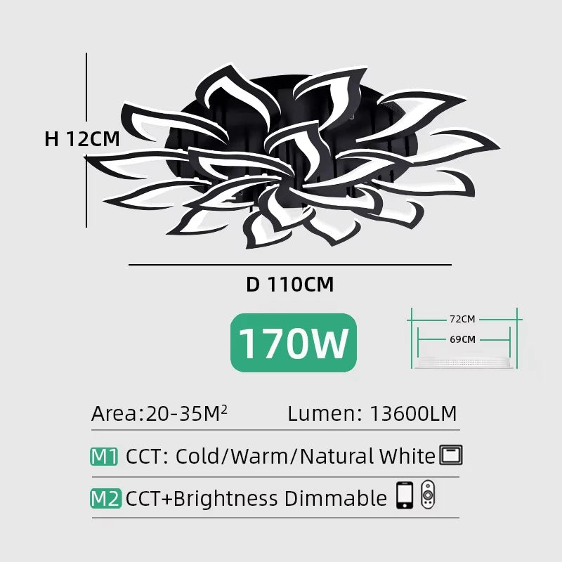 plafonnier led moderne fleur lotus blanc télécommande différentes couleursflux lumineux réglable garantie an