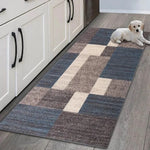 tapis moderne gris noir bleu marine antidérapant polyester lavable salon entrée chambre