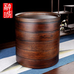boîte thé marron foncé texture bois naturelle classique rouleau thé couteau thé