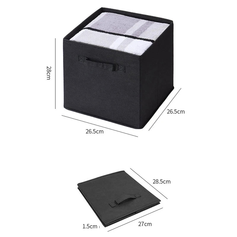 Bac de rangement en tissu pliable bleu avec poignées robustes