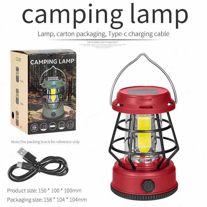 lanterne solaire camping rechargeable led suspendue urgence rouge verte noire vintage métallique