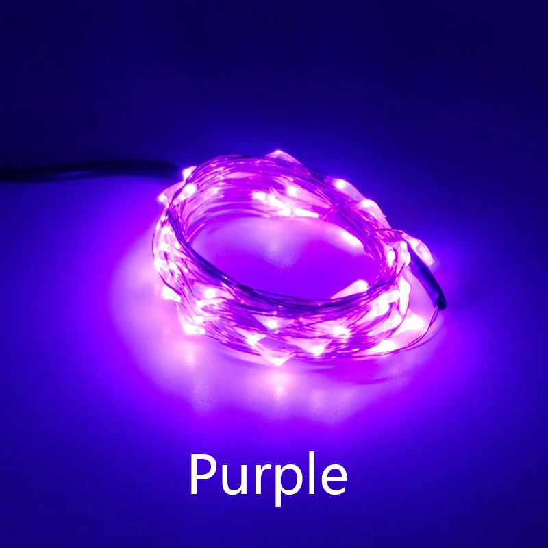 Guirlande lumineuse LED fil cuivre 12V multicolore 5M 10M 50 100 LEDs moderne