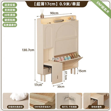 meuble chaussures moderne bois lisse beige clair rangement porte étagères minimaliste