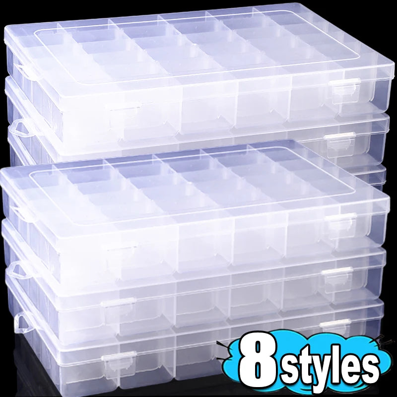 boîtes rangement bijoux transparentes plastique modernes poignées organisation pratique grandes petites