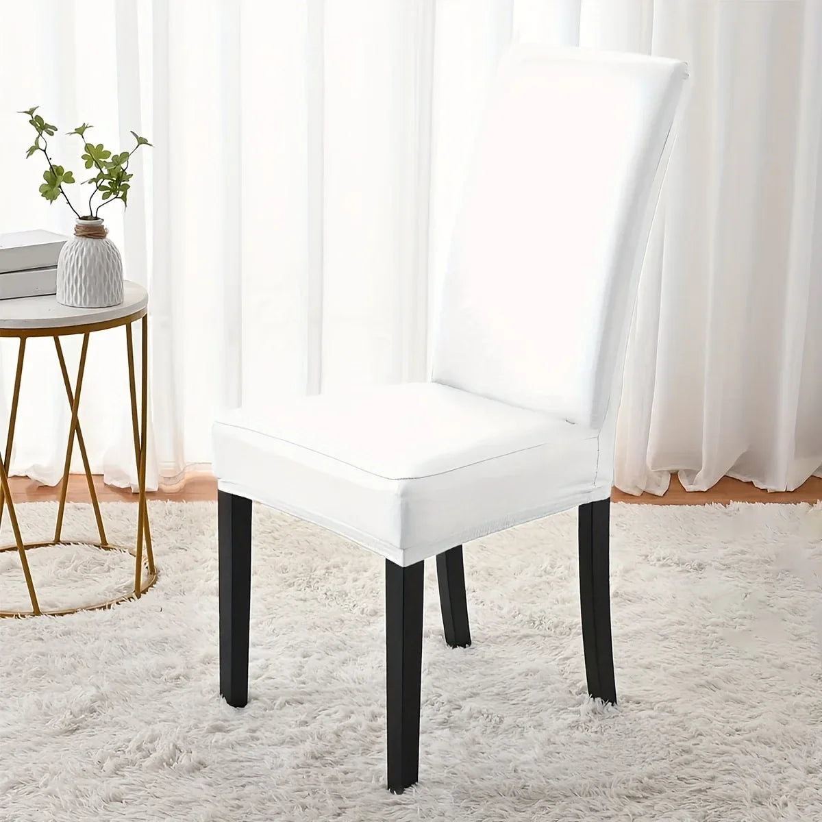 housse chaise simili cuir noir moderne imperméable élastique fauteuil salle manger
