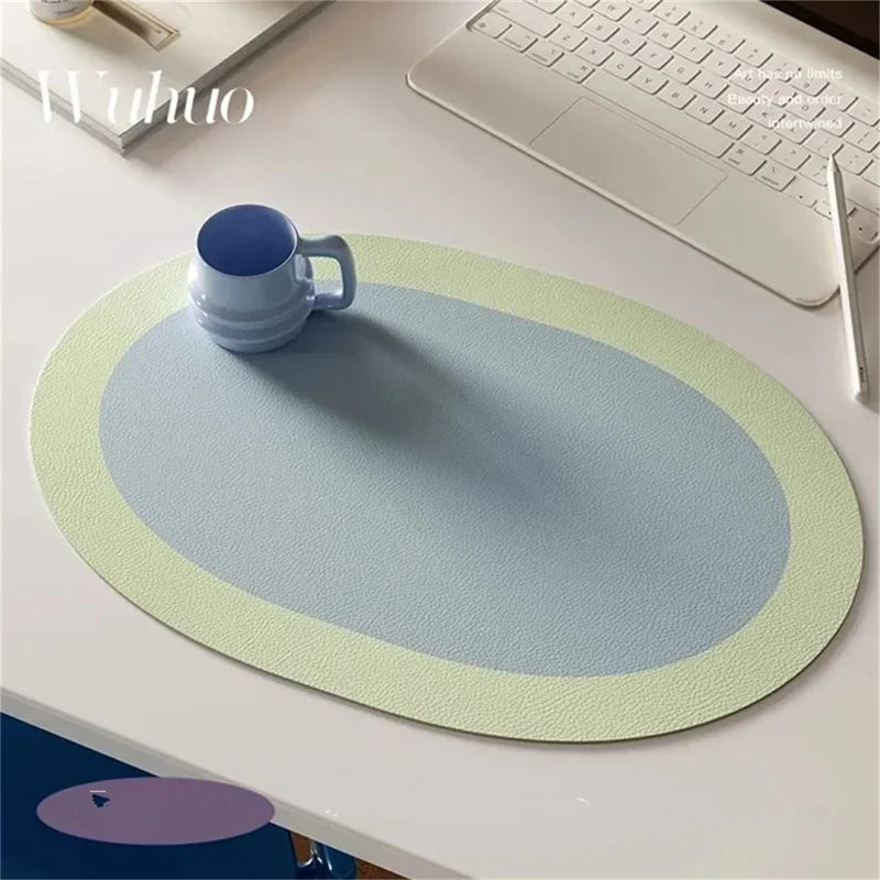 tapis table moderne vert clair bleu clair violet marron cuir texturé adhésif respectueux environnement