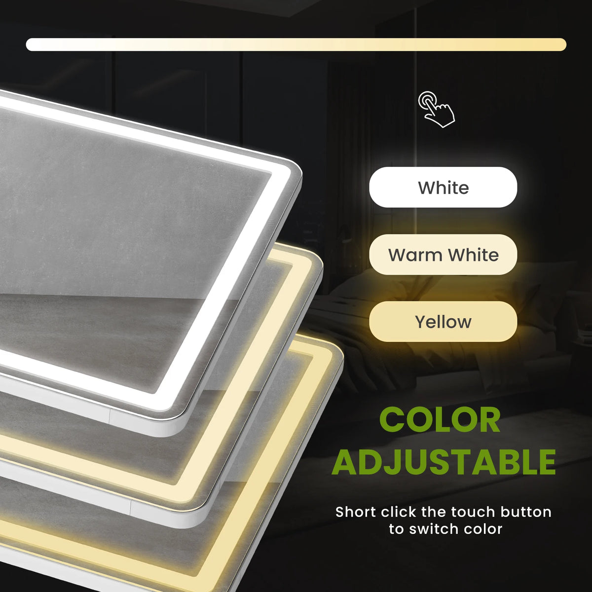 miroir pied moderne éclairage led blanc noir minimalisteintérieur