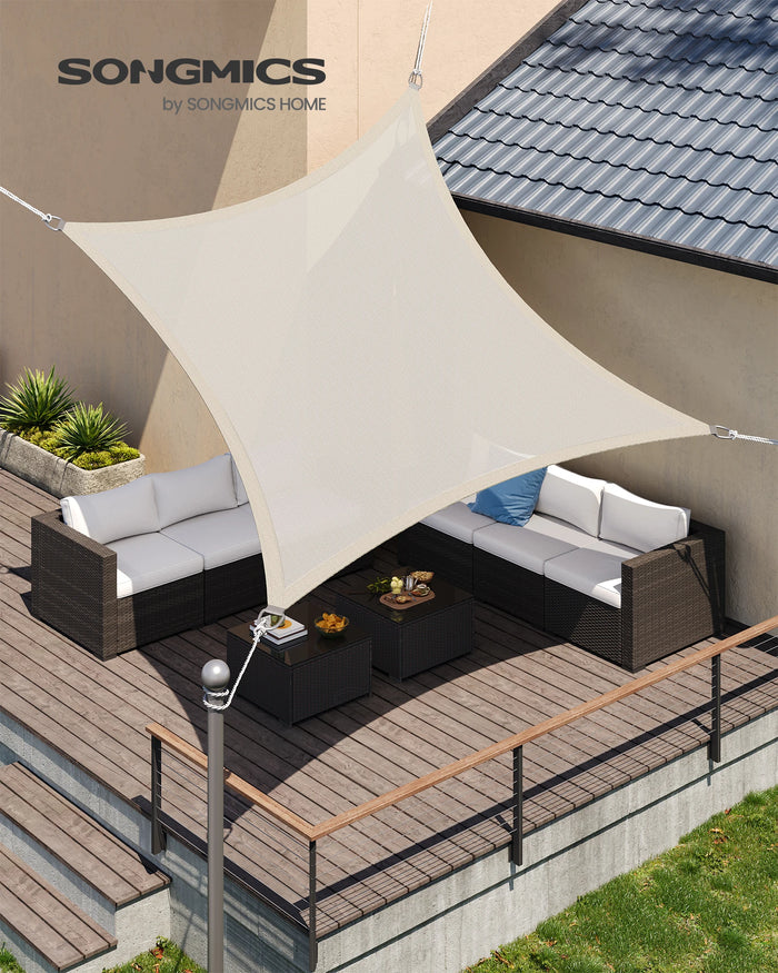 Voile d'ombrage 3x3 m gris anthracite installée sur terrasse