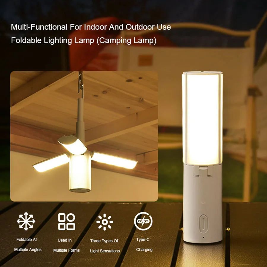 lampe camping pliable rechargeable led blanc moderne 12h éclairage annneau crochet emergency