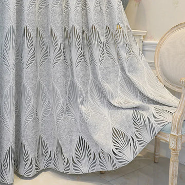 rideau gris ombré motif feuilles modernes semi transparent salon chambre