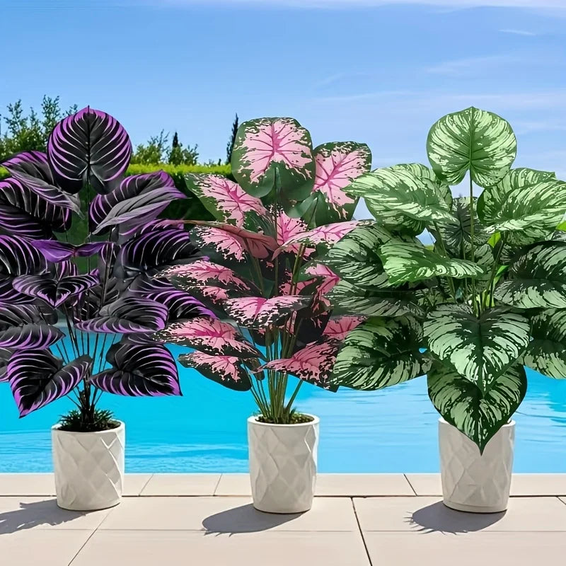 plantes artificielles pots variés rose vert violet extérieur salon décoration festive anniversaire mariage
